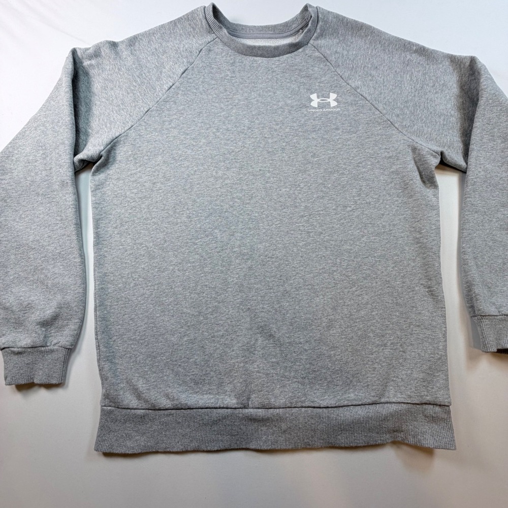 Under Armour Rival Fleece Crewneck Sweatshirt Gray Logo Pullover Mens Small